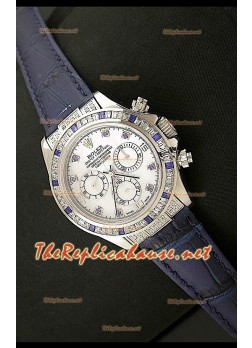 Rolex Daytona Reloj Cosmógrafo con Movimiento Suizo 7750 y Correa de Piel Púrpura