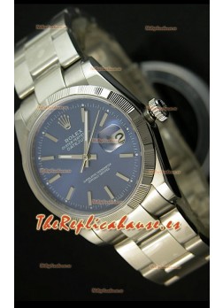 Rolex Réplica Datejust Reloj Suizo Carcasa Azul con Marcadores de Palillo