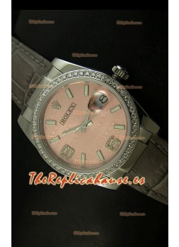 Rolex Réplica Datejust Reloj Suizo – 37MM - Carcasa Champaña/Malla Gris