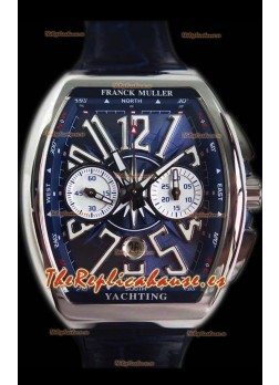 Franck Muller Vanguard Reloj Suizo Cronógrafo en Acero 904L Dial Azul