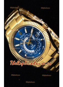 Rolex SkyDweller Reloj Suizo Caja de Oro Amarillo de 18 K - Edición DIW Dial Azul