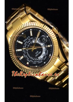 Rolex SkyDweller Reloj Suizo Caja de Oro Amarillo de 18 K - Edición DIW Dial Negro