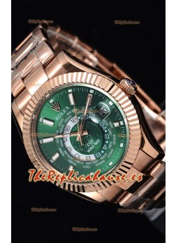 Rolex SkyDweller Reloj Suizo Caja de Oro Rosado de 18 K - Edición DIW Dial Verde