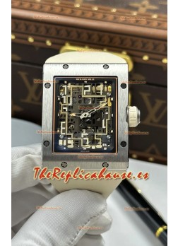Reloj Richard Mille 16-02 Superclon de titanio con correa de caucho blanco extraplana