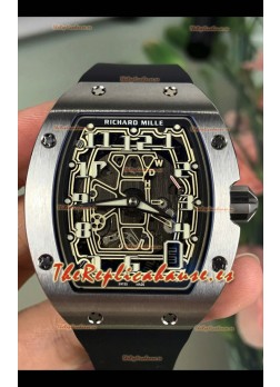 Reloj Richard Mille RM67-01 Superclon de titanio con correa negra extraplana