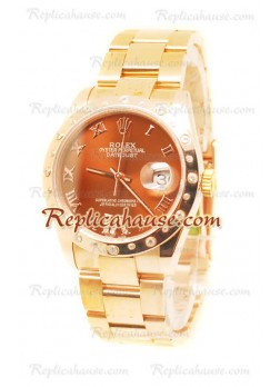 Datejust Rolex Reloj Suizo de imitación en Oro Rosa y Dial Marrón - 36MM