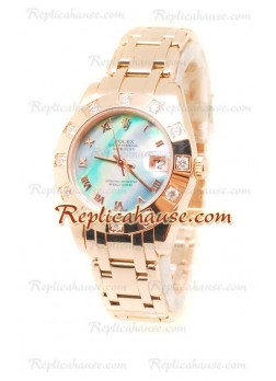 Pearlmaster Datejust Rolex Reloj Suizo en Oro Rosa y Dial color Perla - 34MM
