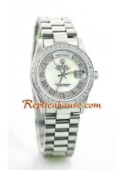 Rolex Réplica Day Date Silver - Diamond