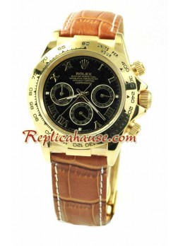 Reloj Rolex Réplica Daytona Oro 18K con correa de cuero