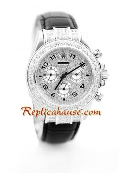 Rolex Réplica Daytona RelojDial diamante con correa de cuero