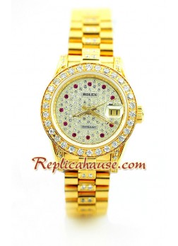 Rolex Réplica Datejust Dama Gold -Dial diamante Reloj