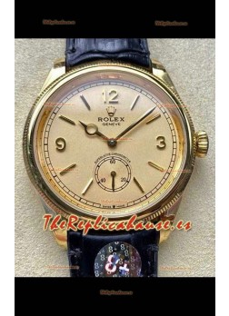 Reloj réplica suizo Rolex 1908 Perpetual con caja de oro amarillo y esfera dorada