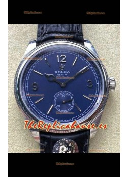 Reloj réplica suizo Rolex 1908 Perpetual con caja de acero y esfera azul