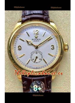 Reloj réplica suizo Rolex 1908 Perpetual con caja de oro amarillo y esfera blanca