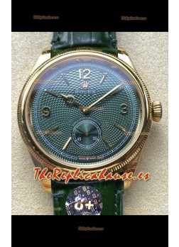Reloj réplica suizo Rolex 1908 Perpetual con caja de oro amarillo y esfera verde