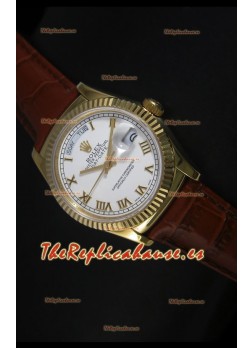 Rolex Day Date 36MM Reloj Réplica Suizo en Oro Amarillo - Dial Blanco