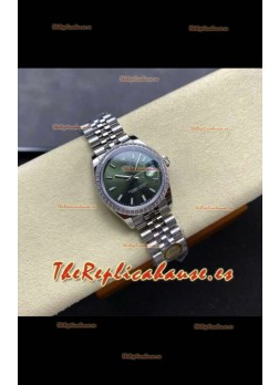 Reloj Rolex Superclon Datejust de 31 mm con esfera verde y Jubilee Superclon