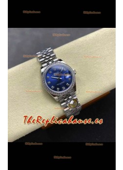 Reloj Rolex Superclon Datejust de 31 mm con esfera azul y Jubilee Superclon