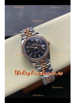 Reloj Rolex Superclon Datejust de 31 mm con esfera gris y oro rosa