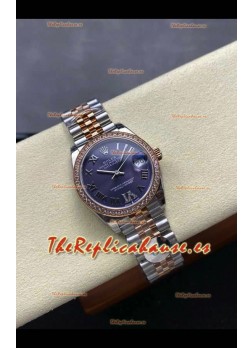 Reloj Rolex Superclon Datejust de 31 mm con esfera morada y oro rosa