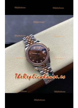 Reloj Rolex Superclon Datejust de 31 mm con esfera marrón y oro rosa