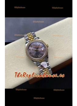 Reloj Rolex Superclon Datejust de 31 mm con esfera gris y oro amarillo