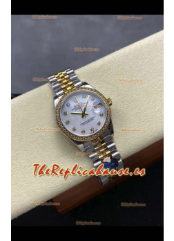 Reloj Rolex Superclon Datejust de 31 mm con esfera perlada y oro amarillo