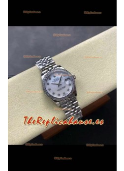 Reloj Rolex Superclon Datejust de 31 mm con esfera perlada y caja de acero