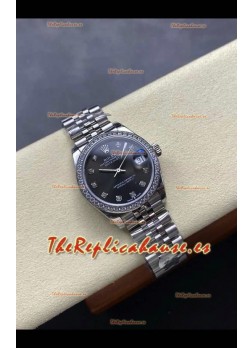 Reloj Rolex Superclon Datejust de 31 mm con esfera gris y caja de acero