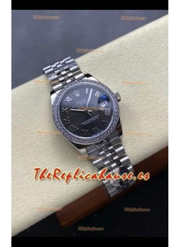 Reloj Rolex Superclon Datejust de 31 mm con esfera gris y caja de acero