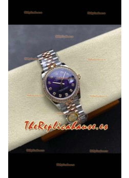Reloj Rolex Superclon Datejust de 31 mm con esfera azul y oro rosa