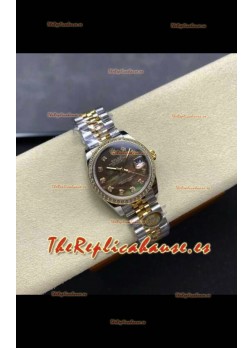 Reloj Rolex Superclon Datejust de 31 mm con esfera perlada y oro amarillo