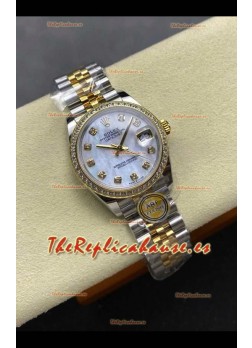 Reloj Rolex Superclon Datejust de 31 mm con esfera perlada y oro amarillo