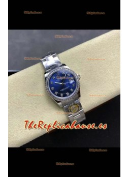 Reloj Rolex Superclon Datejust de 31 mm con esfera azul y caja de acero