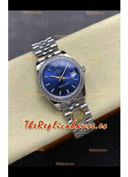 Reloj Rolex Superclon Datejust de 31 mm con esfera azul y caja de acero