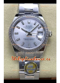 Reloj Rolex Superclon Datejust de 31 mm con esfera y caja de acero