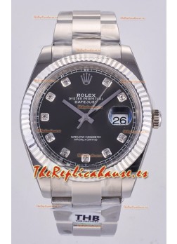 Reloj Datejust Superclon 126334 con esfera gris y diamantes, 41 mm, MVMNT con volante de inercia variable 3235