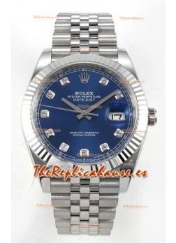 Reloj Datejust Superclon 126334 con esfera de diamantes azules, 41 mm, MVMNT con volante de inercia variable 3235