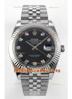 Reloj Datejust Superclon 126334 con esfera de diamantes negros, 41 mm, MVMNT con volante de inercia variable 3235