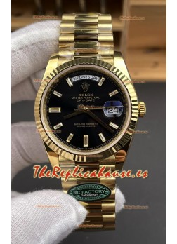 Reloj Rolex Day Date 228238 de oro amarillo con esfera de cristal negro, réplica de alta calidad