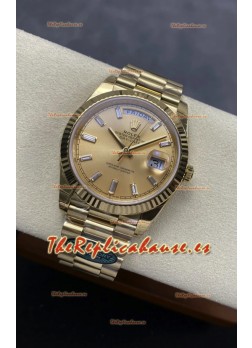 Reloj Rolex Day Date 228238 de oro amarillo con esfera dorada, superclon