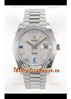 Reloj Rolex Day Date con esfera de diamantes de 40 mm, réplica perfecta