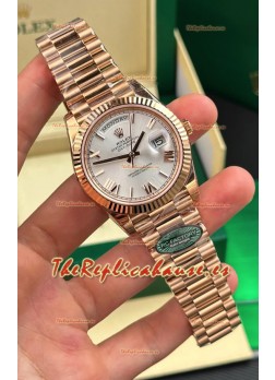 Reloj Rolex Day Date 228236 de oro rosa, acero, esfera romana, superclon