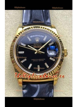 Reloj Rolex Day Date 128238 de oro amarillo con esfera de cristal negro, réplica de alta calidad