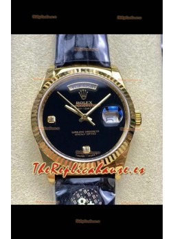 Reloj Rolex Day Date 128238 de oro amarillo con esfera negra, réplica de alta calidad