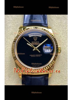Reloj Rolex Day Date 128238 de oro amarillo con esfera negra, réplica de alta calidad