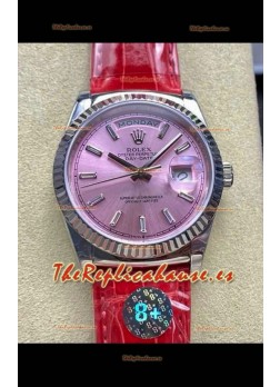 Reloj Rolex Day Date 128236 de acero inoxidable con esfera rosa, réplica perfecta