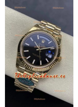 Reloj Rolex Day Date 228238 de oro amarillo con esfera negra, réplica de alta calidad