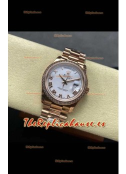 Reloj Rolex Day Date 128345RBR Superclon de oro rosa con esfera blanca