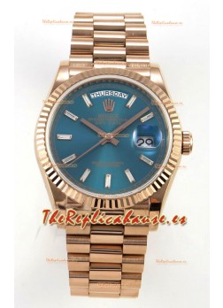 Reloj Rolex Day Date 128345 de oro rosa con esfera de cristal verde, réplica de alta calidad